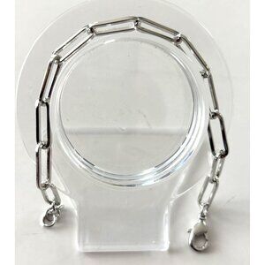 Silver Paperclip Chain Bracelet With Lobster Clasp
